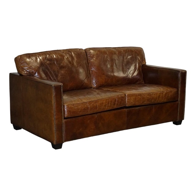 Viscount Sofa in Brown Leather from Timothy Oulton For Sale