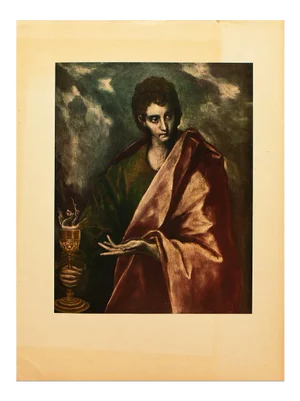 1950s After El Greco "St. John the Evangelist" Vintage Full-Color Print