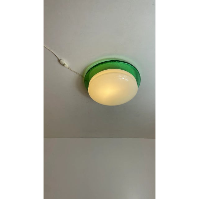 Forest Green Murano Glass Ceiling Lamp attributed to Zanetti, 1980s For Sale - Image 8 of 14