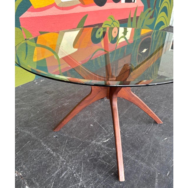 Mid 20th Century Mid Century Walnut Glass Occasional Table in the Style of Adrian Pearsall For Sale - Image 5 of 7