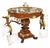 Round Marble Top Center Table With Hand-Carved Wood Pedestal & Gold Leaf Accents For Sale