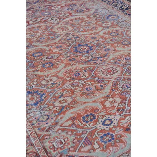 Antique Geometric Jagged Flower Pattern Rug 9.7 x 13 For Sale - Image 10 of 13
