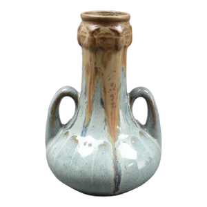 Denbac Signed French Art Nouveau Crystalline Glaze Art Pottery Vase