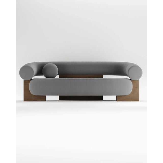 Not Yet Made - Made To Order Cassete Sofa in Boucle Light Grey and Smoked Oak by Alter Ego for Collector For Sale - Image 5 of 5