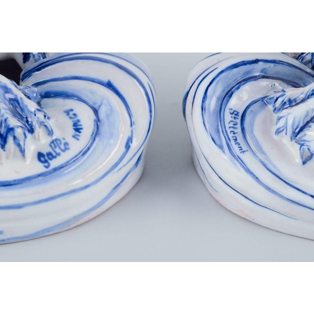 Faience Seated Lions Candleholders by Emile Gallé for Nancy, St Clement., Set of 2 For Sale - Image 6 of 10