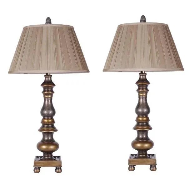 1990s Traditional Wooden Candlestick Style Lamps - a Pair For Sale - Image 12 of 12