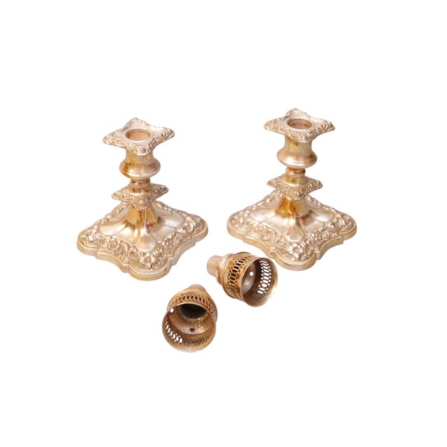 Silver Plated Copper Candlestick Holders, a Pair For Sale In Tampa - Image 6 of 6