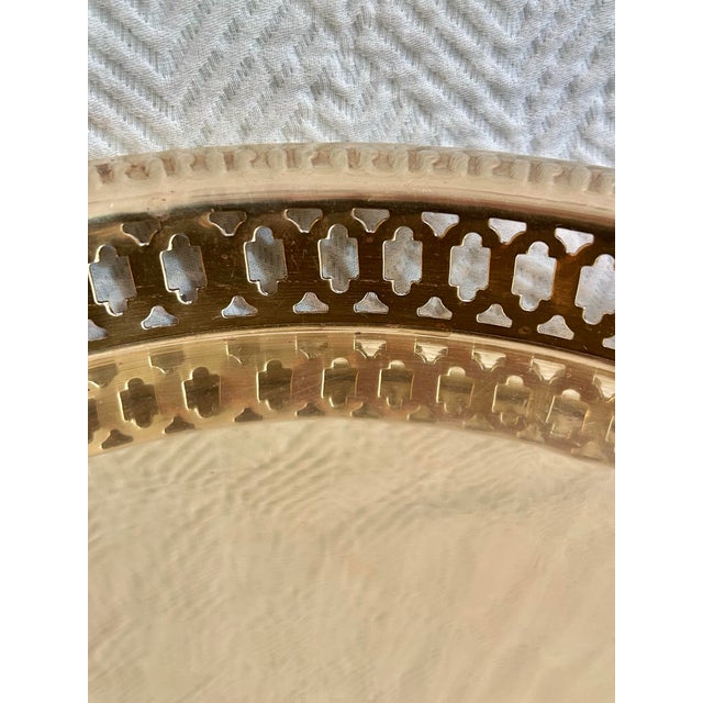 Vintage 10.5” Round Reticulated Brass Gallery Tray For Sale - Image 4 of 7