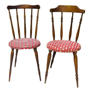 Wood and Fabric Chairs, Set of 2 For Sale