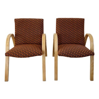 Bow Wood Armchairs from Steiner, 1950s, Set of 2 For Sale