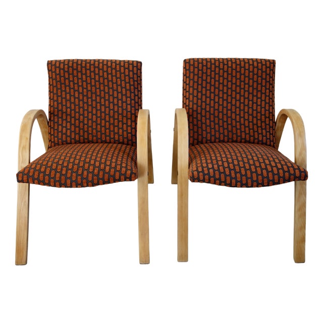 Bow Wood Armchairs from Steiner, 1950s, Set of 2 For Sale