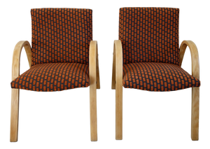 Bow Wood Armchairs from Steiner, 1950s, Set of 2
