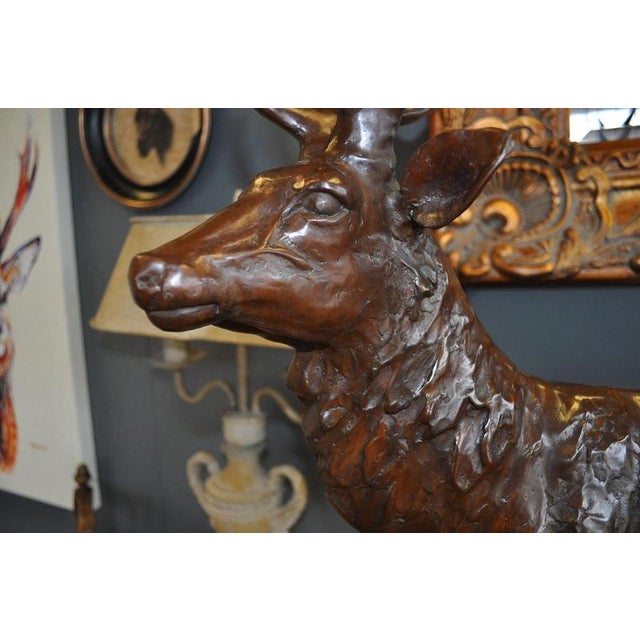 Stag Sculpture in Bronze For Sale - Image 10 of 13