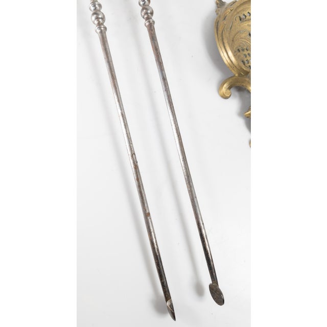 19th Century French or Austrian Bronze Rococo Revival Fireplace Tool Set For Sale - Image 14 of 18