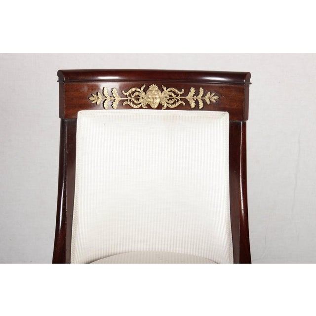 Wood Antique Empire Style Mahogany Gondola Chairs with Gilded Bronze Appliqués, 1820, Set of 2 For Sale - Image 7 of 18