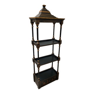 Late 20th Century Chinoiserie Pagoda Hand Painted Wall Shelf by Sarreid For Sale