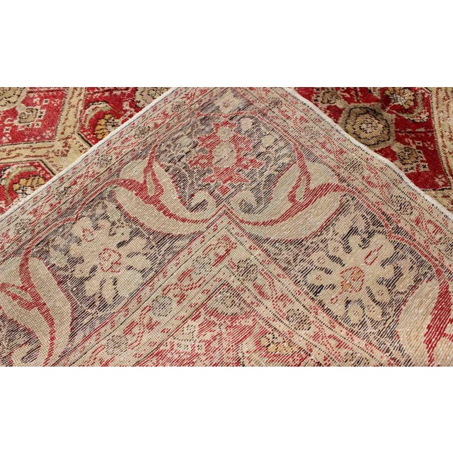 Red Antique Turkish Oushak Rug With Paisley Border and Over All Tribal Design For Sale - Image 8 of 8