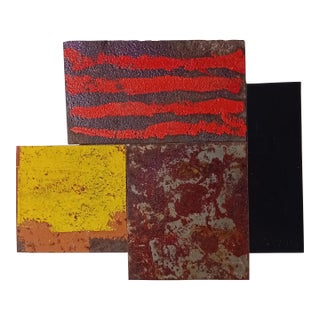 Contemporary Abstract Oil, Tempera, Aerosol, Rust on Metal "N 193" by Andre Debono For Sale