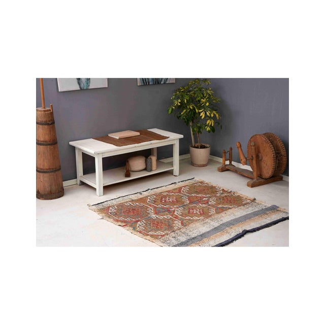 Decorative Vintage Embroidered Kilim Rug - 4`7″ X 4`8″ Ft. For Sale In Los Angeles - Image 6 of 6