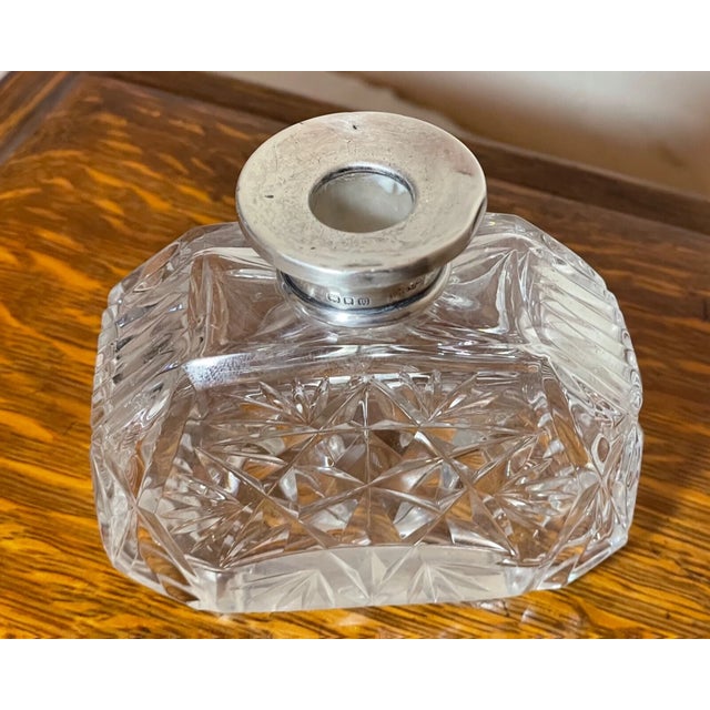Antique Wolfsky & Co Sterling Silver Cut Crystal Scent Cologne Perfume Bottle For Sale - Image 11 of 12