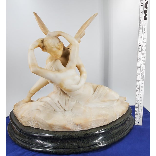 Early 20th Century Cupid and Psyche Alabaster Stone Sculpture After Antonio Canova For Sale - Image 18 of 18