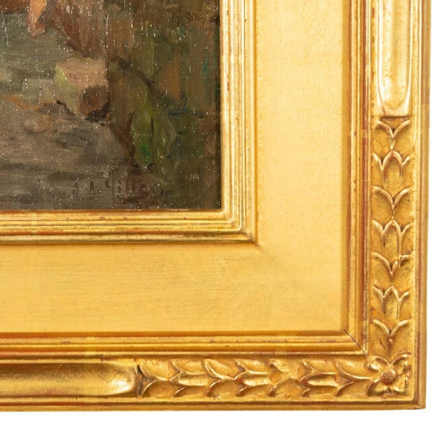 Antique American California Impressionist Oil Canvas Painting St. Ives Cornwall by Anna Althea Hills, 1910 For Sale - Image 12 of 13
