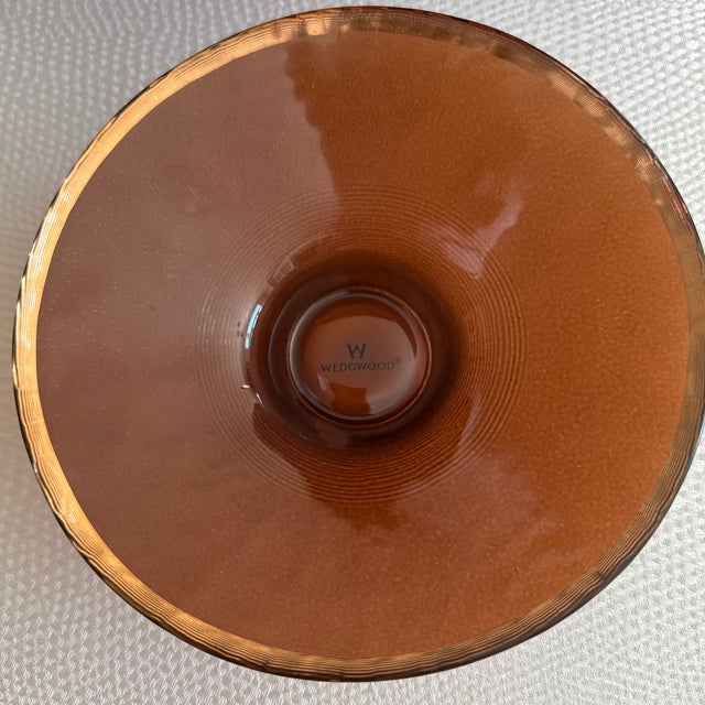 Modern Vintage Modern Wedgwood Topaz / Amber Glass Fruit Bowls For Sale - Image 3 of 12