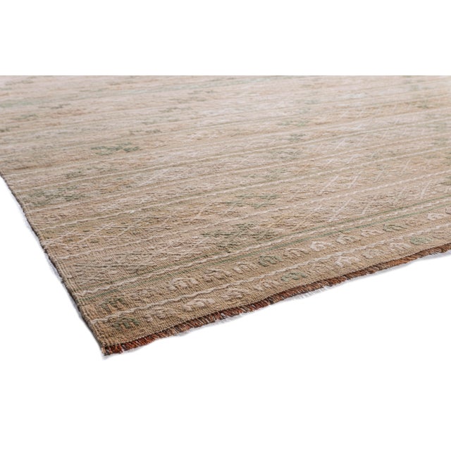Textile Vintage Circa 1940 Tan Turkish Kilim Flatweave Rug 7ft 2in X 9ft For Sale - Image 7 of 14
