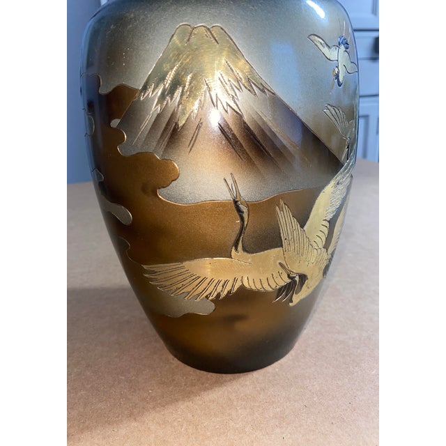 1960s Signed Takaoka Japanese Bronze Vase in Mixed Metal