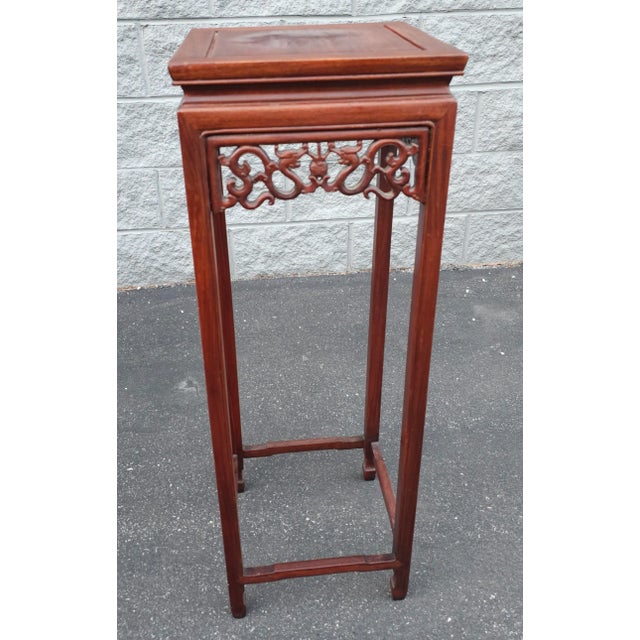 Wood Pair of Chinese Hongmu Stands Pedestals / Plant Stands For Sale - Image 7 of 11