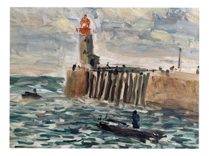 Jean Jacques René, The Pier at Fécamp, Oil on Canvas