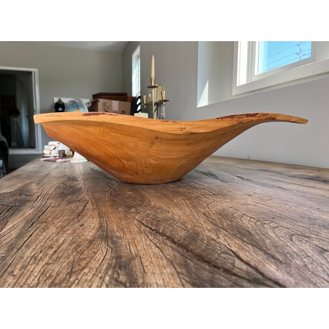 Vintage Early Don Stinson Tamworth Ontario Canada Massive Hand Carved Natural Wood Bowl Sculpture 22" For Sale - Image 4 of 12