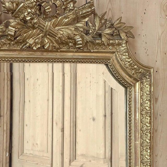 Bronze Antique 19th Century French Louis XVI Gilded Mirror For Sale - Image 8 of 18