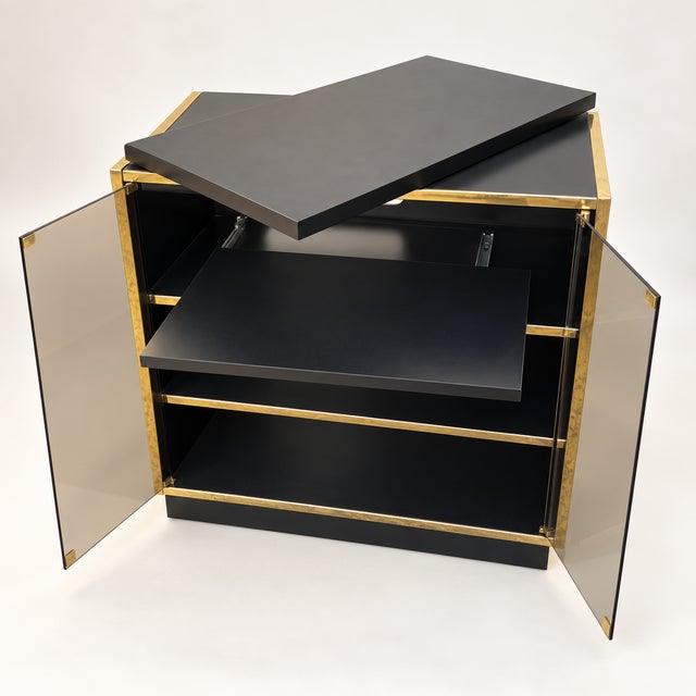 Vintage Black and Gold TV Cabinet in the style of Roche Bobois, 1970s For Sale - Image 3 of 5
