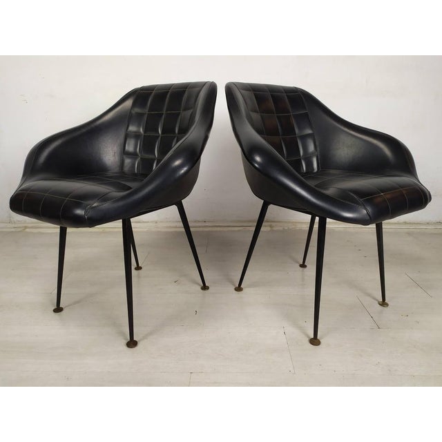 1960s Set of Vintage Black Skai Armchairs, 1960s For Sale - Image 5 of 18