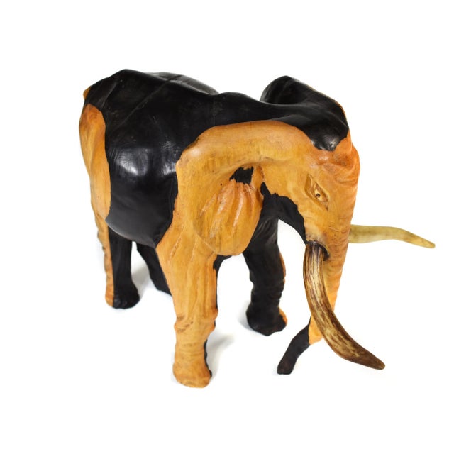 Early 20th Century Early 20th Century Solid African Ebony Wood Carved Elephant Safari Animal Figurine Model For Sale - Image 5 of 12