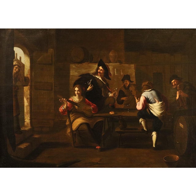 Roman Artist after Caravaggio, Company of Musicians, 1650, Oil on Canvas For Sale - Image 15 of 15