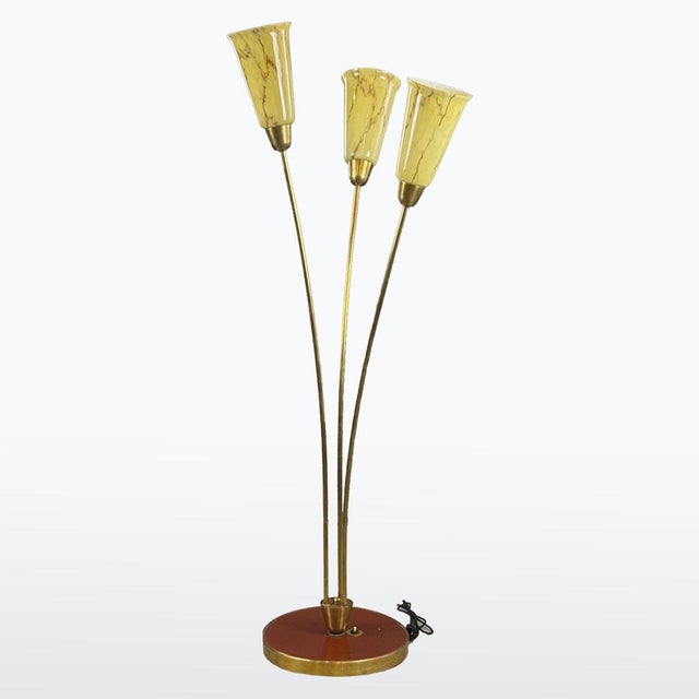 1970s Mid-Century Modern Three-Arm Floor Lamp with Glass Lampshades, 1970s For Sale - Image 5 of 5