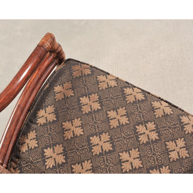 Set of Four McGuire Rattan Target Upholstered Dining Armchairs For Sale - Image 11 of 18