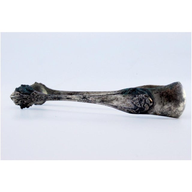 Metal Ice Tongs in Embossed Silver with Friezes and Palms For Sale - Image 7 of 10