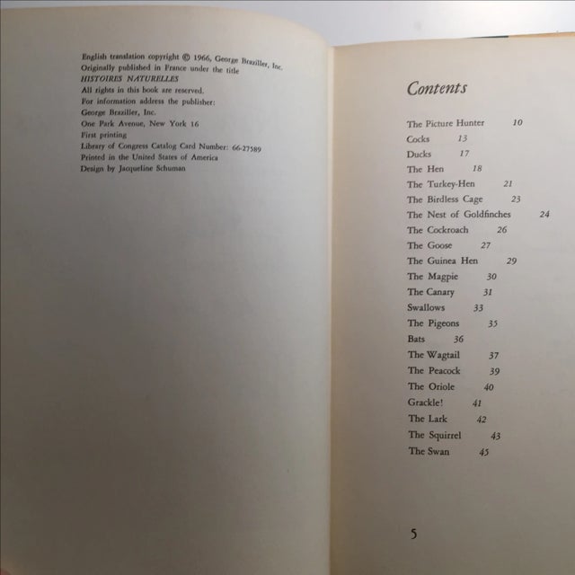 Natural Histories A Bestiary Jules Renard 1966 For Sale - Image 5 of 11