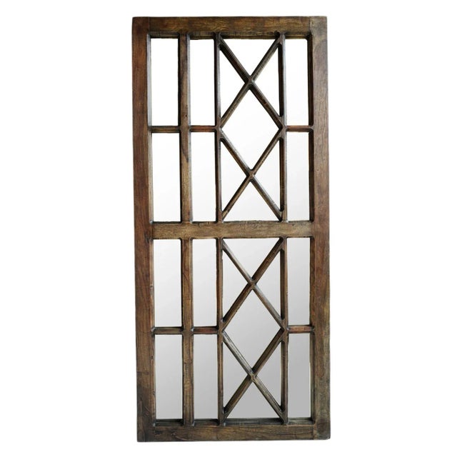 Mid 20th Century Vintage Wood Window Mirror For Sale - Image 5 of 5