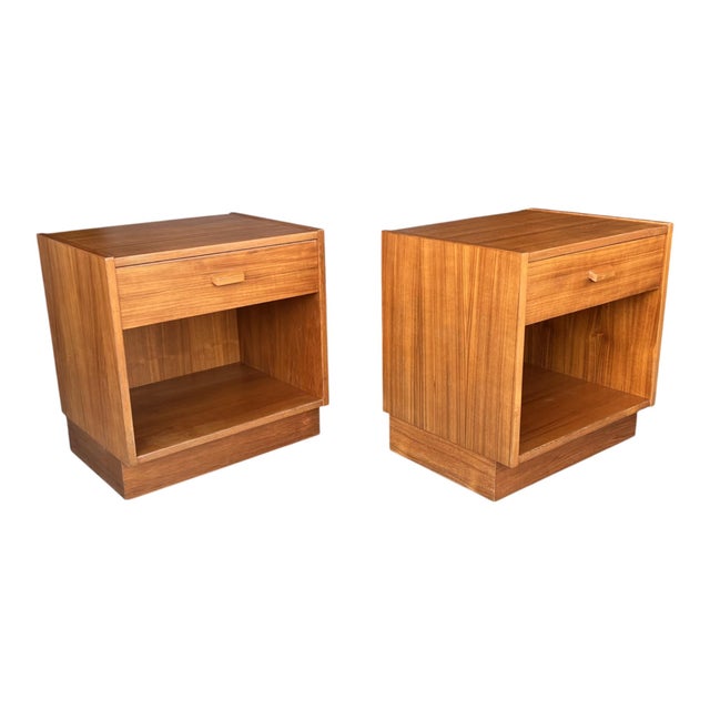 Mid-Century Modern Restored 1960s Danish Modern Teak Nightstands – Pair of Scandinavian Bedside Tables For Sale - Image 3 of 15