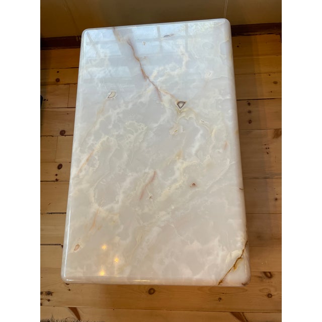 Rare Custom Steve Chase Onyx Coffee Table Vintage Modern 1980's Genuine Onyx 48" X 30" X 18" For Sale - Image 9 of 12