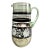 Vintage Mid-Century Modern Bohemian Green Glass Pitcher Cut Flowers, Gold & Black Bands For Sale