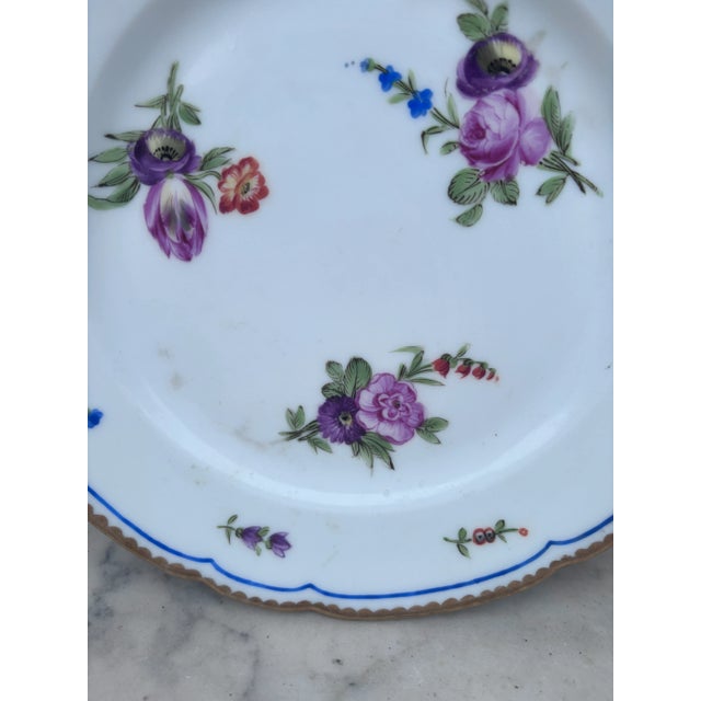 French Early 19th Century French Flowers Porcelain Plate For Sale - Image 3 of 5