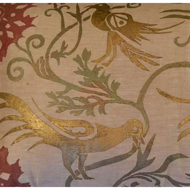 Mediterranean Chinese Flowers Sateen Linen Pillow Cover For Sale - Image 3 of 4