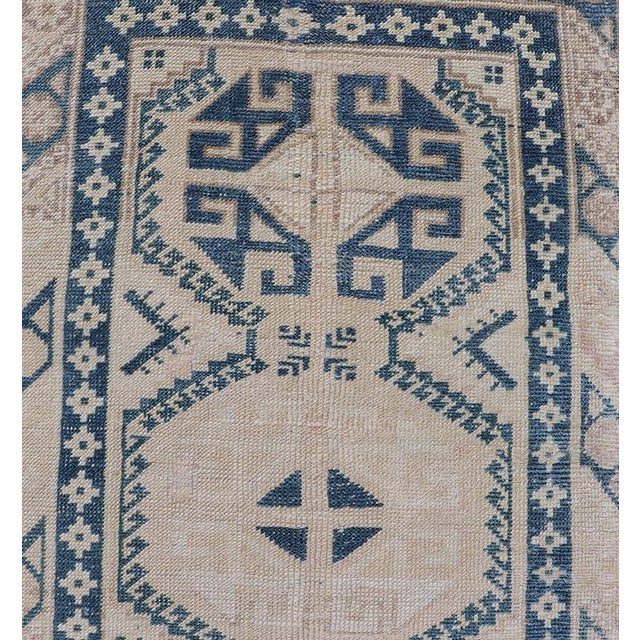 Navy Blue Vintage Oushak Turkish Runner With Geometric Design in Navy Blue 2'5 X 9'8 For Sale - Image 8 of 10