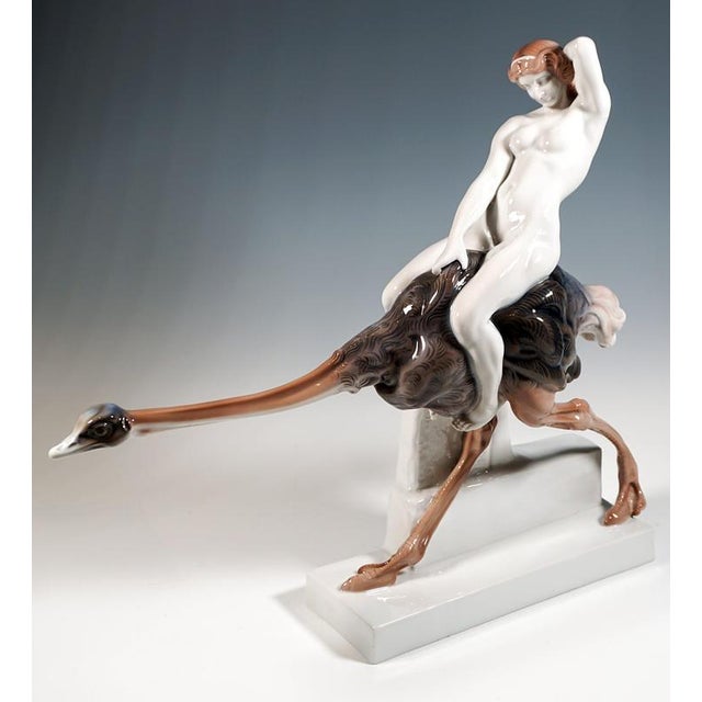 1920s Nude on Ostrich in Porcelain from Rosenthal Selb, Germany, 1922 For Sale - Image 5 of 12