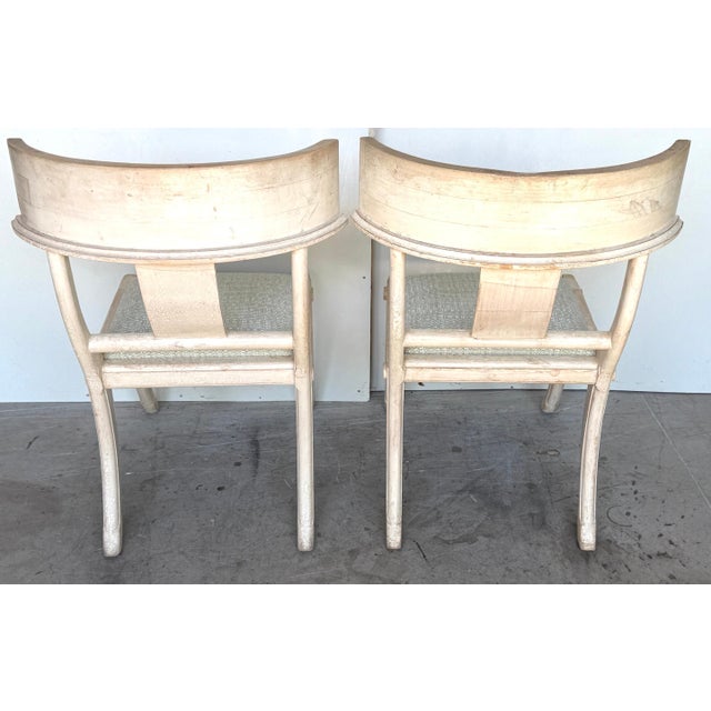 Set of Four Neoclassical Grey-White Polychromed Klismos Chairs Late 20th C. For Sale - Image 11 of 15